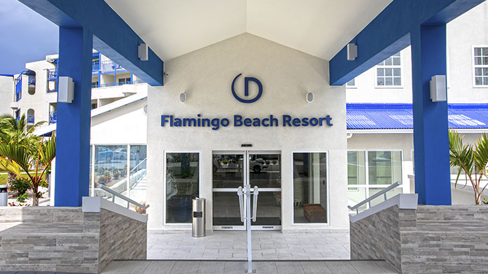 Flamingo Beach Resort reception entrance