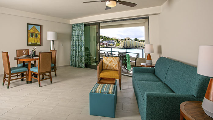 Royal Palm Beach Resort one bedroom oceanfront living room