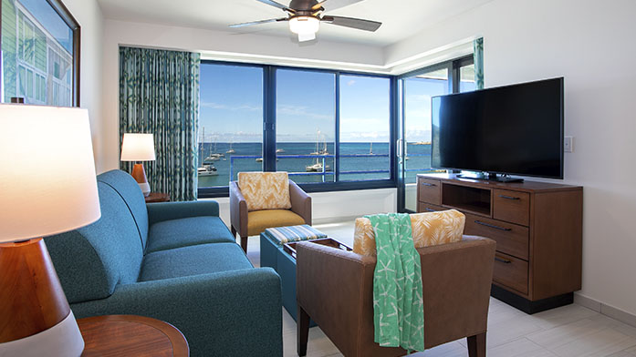 Royal Palm Beach Resort two bedroom oceanfront living room