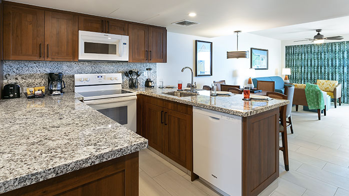 Royal Palm Beach Resort two bedroom oceanfront kitchen